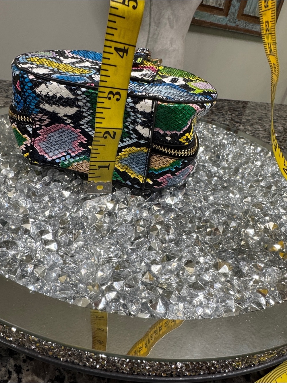 Multicolor Python-Print Round Wristlet mini Bag EUC - Picture 10 of 15
